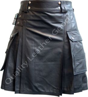   Leather Stylish Soft Kilt with Side Pockets Gladiator Fancy Dress Larp