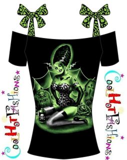 Too Fast Green Leopard Zombie Glamour Ghoul shirt Top punk psychobilly 