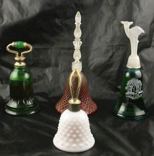   Glass Avon Bell Shaped Calogne Perfume Milk Green Amber Decanters