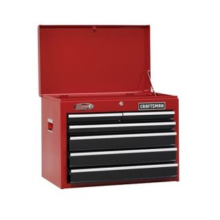 Craftsman 26 Wide 6 Drawer Ball Bearing Top Chest   Red/Black   