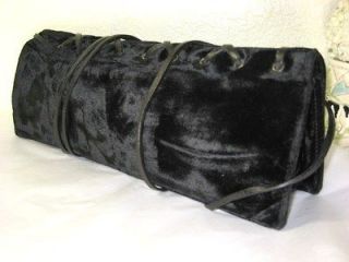   SAINT LAURENT RIVE GAUCHE Black Velvet Leather Clutch Evening Hand Bag