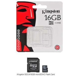 Kingston SDC4/16GB microSDHC Flash Card   16GB, Class 4, Adapter Item 