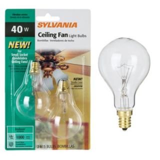 Candelabra Base A15 2 Pack 40 Watt Clear Ceiling Fan Bulbs   