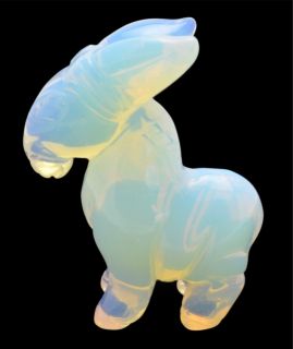 Beautiful Hand Carved Opalite Gemstone Animal Donkey   Collectible
