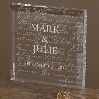 3193   Love Is Patient Engraved 3 D Crystal Sculpture   Keepsake 