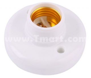 E27 Round Plastic Light Bulb Lamp Socket Holder White   Tmart
