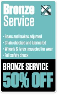 We offer a free service with every bike that we sell and three great 