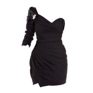Forever Unique Black One Shoulder Sleeve Dress