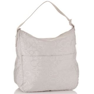 Calvin Klein Silver Polyester Logo Hobo Bag
