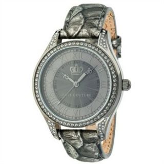 Juicy Couture Ladies Silver/Grey Mock Croc Leather Strap Watch