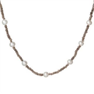 Dower & Hall Smokey/White Pearl Quartz Faceted Bead Necklace