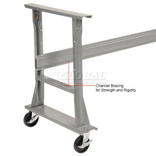 Mobile Work Bench  Fixed Height  72 X 36 Mobile Plastic Square Edge 