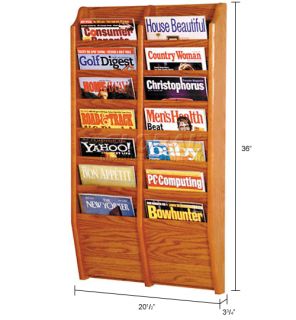 Bookcases & Displays  Literature Organizers  14 Pocket Oak Wall Rack 