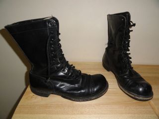 Vintage Black Leather Mens CORCORAN COMBAT BOOTS Size 10E Made In 