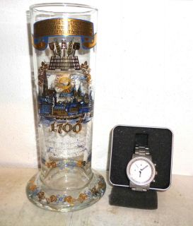 Schlosser Dusseldorf German Beer Glass & Chronograph Wrist Watch