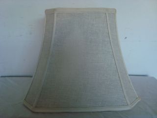 VINTAGE ROYAL KNIGHT LAMPSHADE WHITE LINEN CUT CORNER RECTANGLE 12H