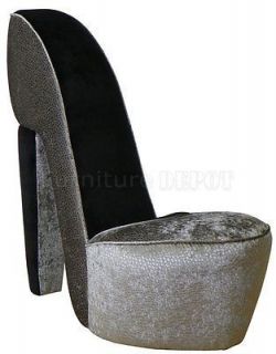 Excitement Graphite Fabric Modern Stylish High Heel Shoe Chair