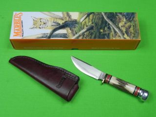 US MARBLES Gladstone Hunting Fighting Stag Knife w/ Sheath & Box 1