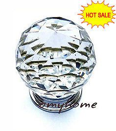 Clear Round Cabinet Drawer Crystal Glass Knobs 25mm