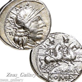Ancient ROMAN Silver Denarius Coin ROMA / DIOSCURI On Horse 122BC Rome 