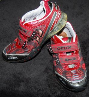 Geox Sport red gray running training velcro sneakers shoes boys 3.5 35