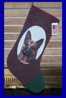 LOT of 2 LG GERMAN SHEPHERD K9 Police Dog Tapestry CHRISTMAS Stocking 