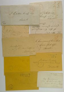 Belleville Canada West stampless covers lot of 10 1846 to 1868 