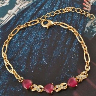 Amazing 9K Real Gold Filled Ruby & CZ Womens Bracelet,B420