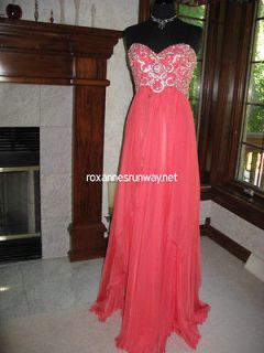 Sherri Hill 3802 Coral Chiffon Pageant Gala Gown Dress 4