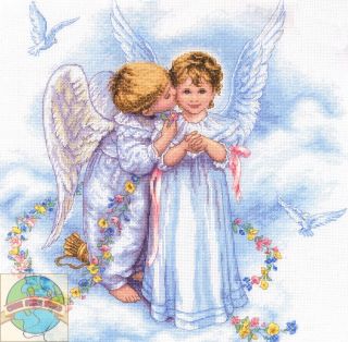 Cross Stitch Kit ~ Dimensions Angel Kisses Loving Cherubs & Doves 