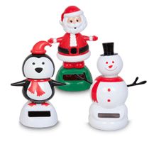 Bulk Plastic Solar Powered Dancing Santas, Snowmen & Penguins, 4¼ at 
