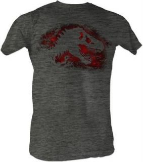 New Licensed Jurassic Park T Rex Red Distressed Adult Lightweight T 