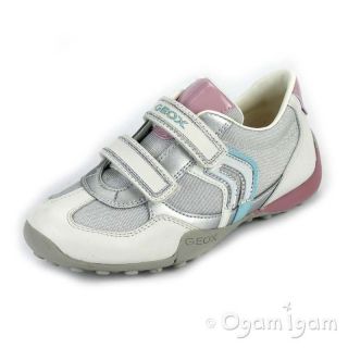 GEOX SNAKE GIRLS CASUAL WHITE TRAINERS