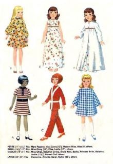 VINTAGE 11 12.5 MARY POPPINS DOLL CLOTHES PATTERN 2182