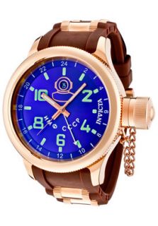Invicta 1218 Watches,Mens Russian Diver GMT Blue Dial Brown 