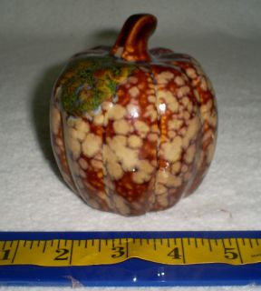 One Ceramic 4.25 Tall Decorative Fall Brown & Tan Speckled Gourd