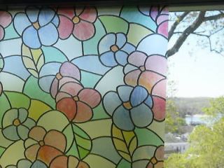 FAUX STAINED GLASS FLORAL Window Film17 3/4X 6 ft.