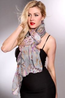 Grey Multi Sheer Printed Design Stylish Scarf @ Amiclubwear scarf 
