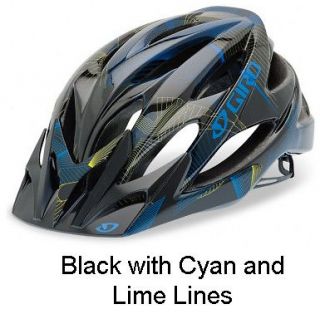 Giro Xar   Black Cyan Lime Lines   Mountain Bike Helmet Size Large 