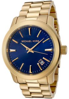 Michael Michael Kors MK7049 Watches,Mens Blue Dial Gold Tone 
