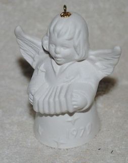 1979 Goebel Angel Bell annual Christmas ornament, angel with accordion
