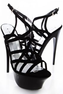 Home / Black Velvet Interlock Strappy Heels