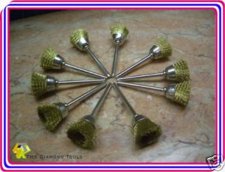 10 Brass Wire Rotary Cups brushes brush 1/8 shaft tool