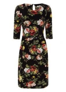 Home Womens Winter Warmers Floral Print Belted Jersey Dress