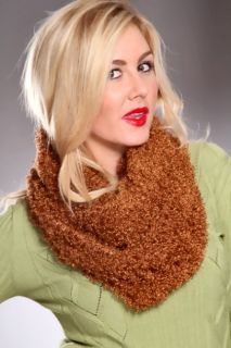 Brown Fuzzy Plush Eternity Scarf @ Amiclubwear scarf Online Store 