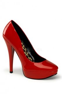 Red Patent Faux Leather Cheetah Platform Classic Platform Pump Heels 
