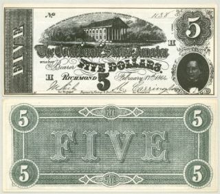 CONFEDERATE STATES $5 SERIES 1864 HOLLYWOOD MOVIE PROP MONEY STAGE 