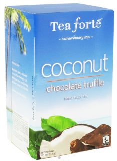 Tea Forte   Coconut Tea Chocolate Truffle   16 Tea Bags Finest Black 