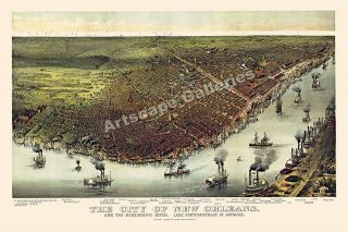 1885 New Orleans Louisiana Map New Orleans Parish 24x36