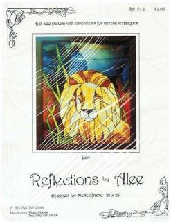 Large Lion Panel Full Size 1985 OOP Stained Glass Pattern   Awesome